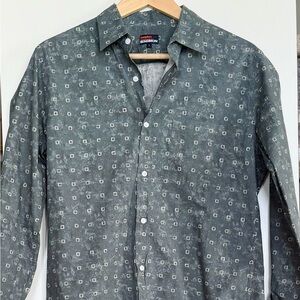 Bensimon Charcoal Patterned Button Down Shirt, size small